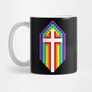 Rainbow Cross - White on Black Mug